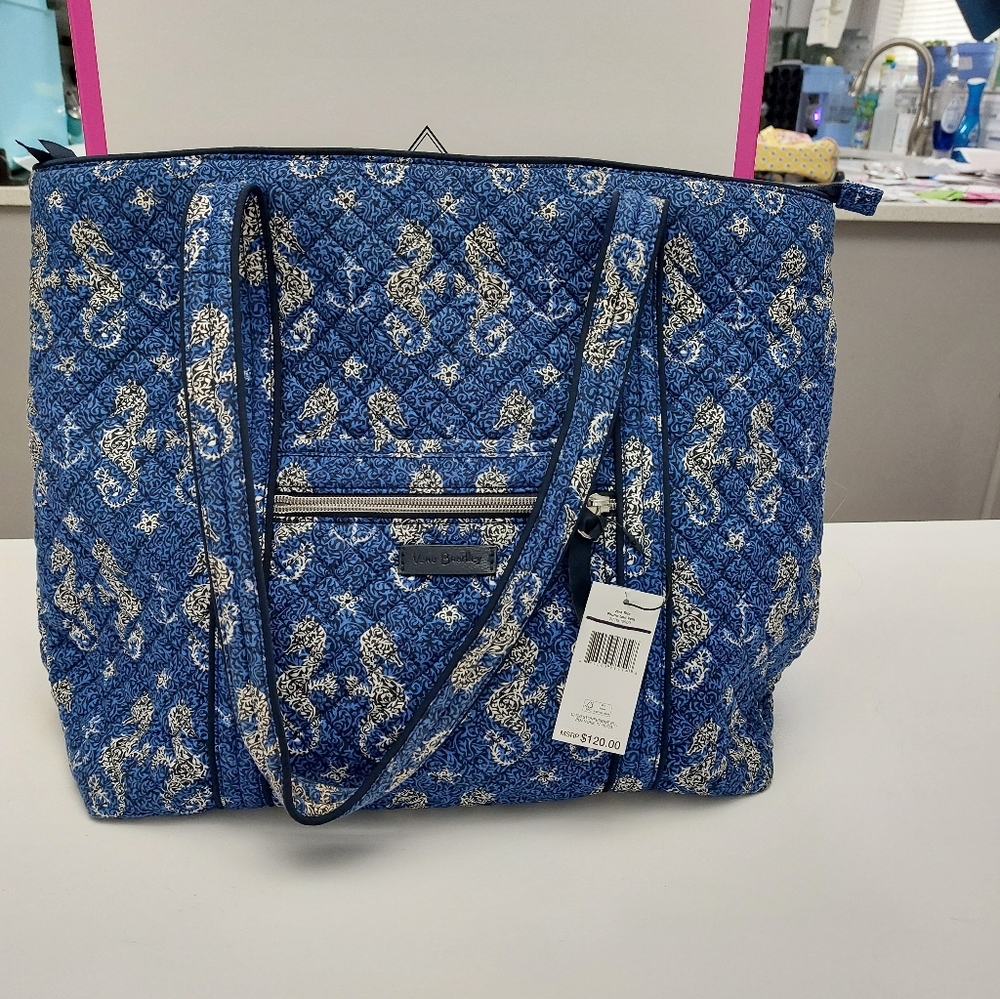 Vera Bradley Large Vera Tote Seahorse Of Course NWT